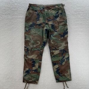 VTG Military BDU Pants Men Large* Regular Green Brown Woodland Camo Cargo Canvas